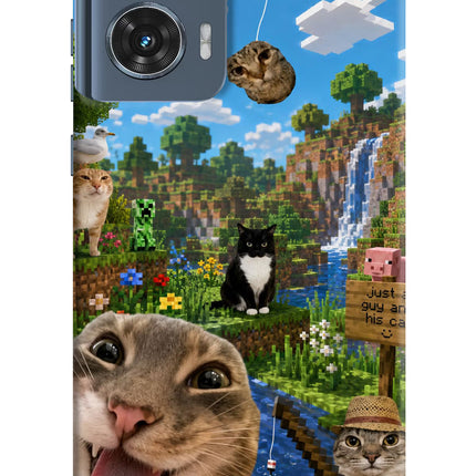 Minecraft Cat Chaos Moto Edge 50 Fusion Hard Case Back Cover by Casekaro