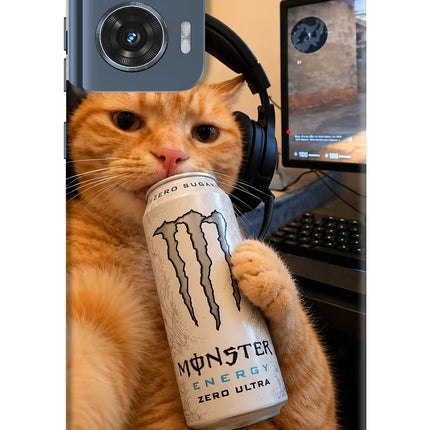 Gamer Cat Energy Moto Edge 50 Fusion Hard Case Back Cover by Casekaro