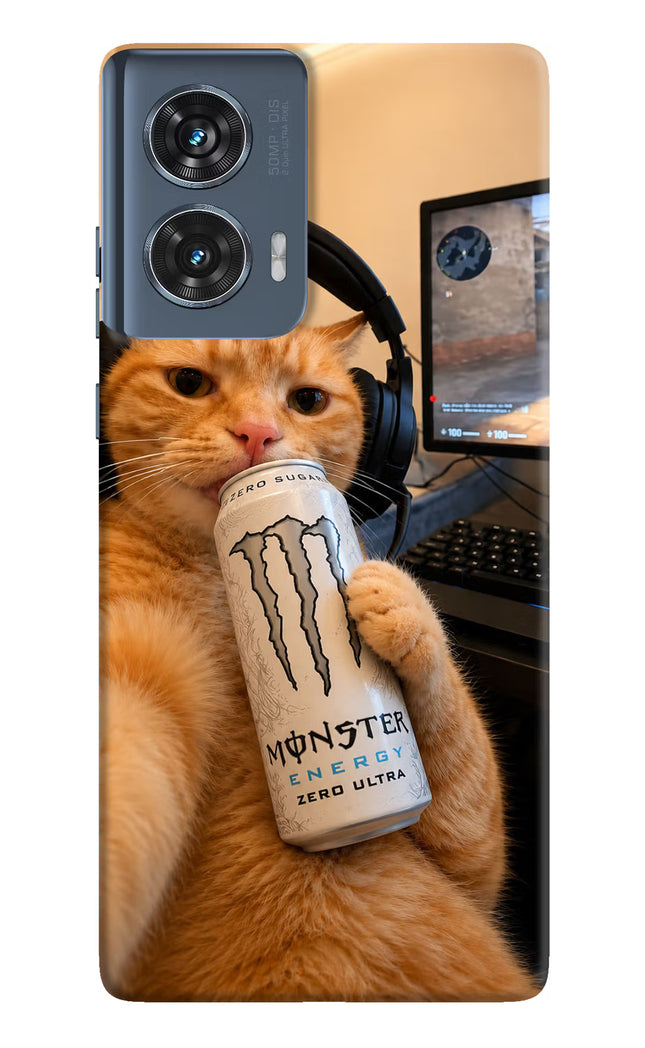 Gamer Cat Energy Moto Edge 50 Fusion Hard Case Back Cover by Casekaro