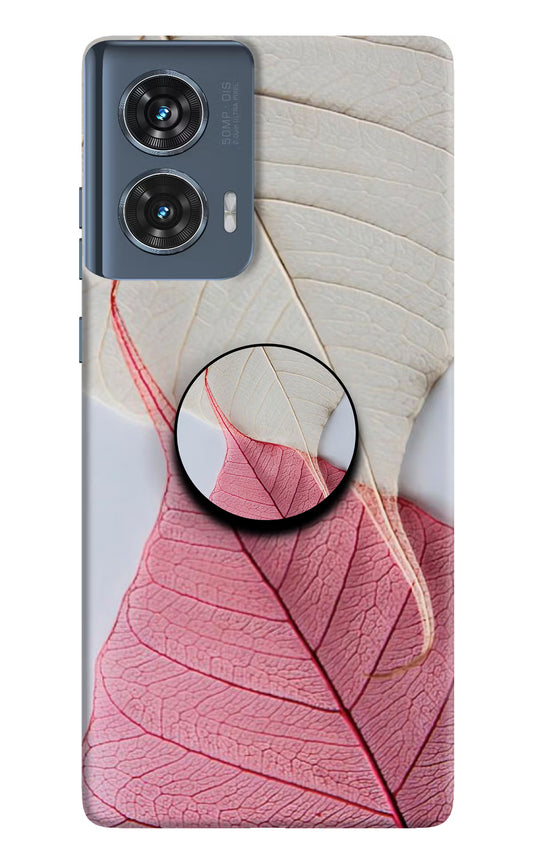 White Pink Leaf Moto Edge 50 Fusion Pop Case by Casekaro