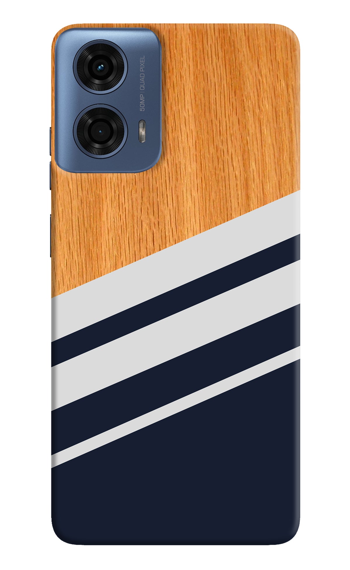 Blue and white wooden Moto G24 Power Back Cover