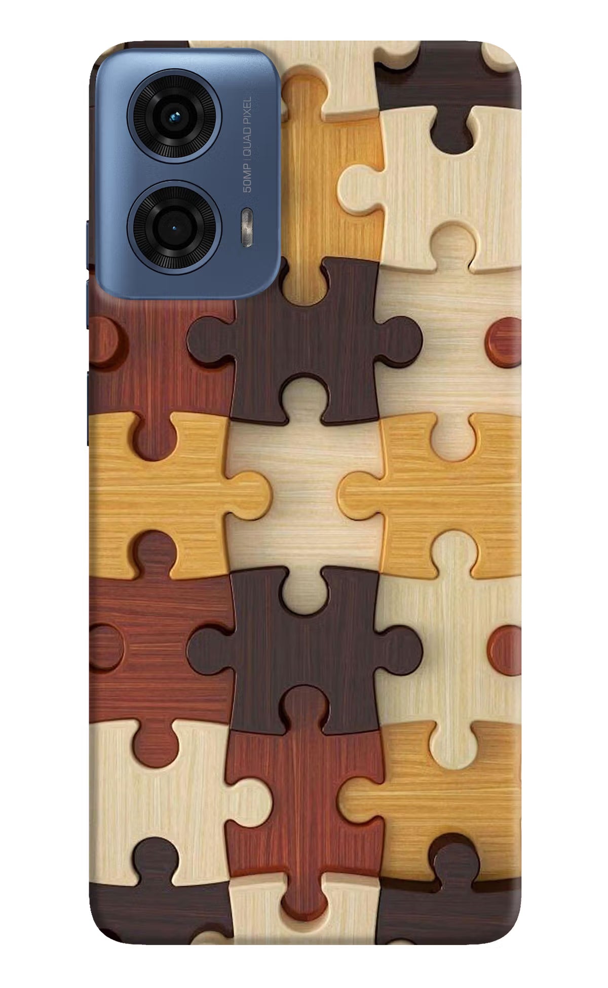 Wooden Puzzle Moto G24 Power Hard Case Back Cover by Casekaro