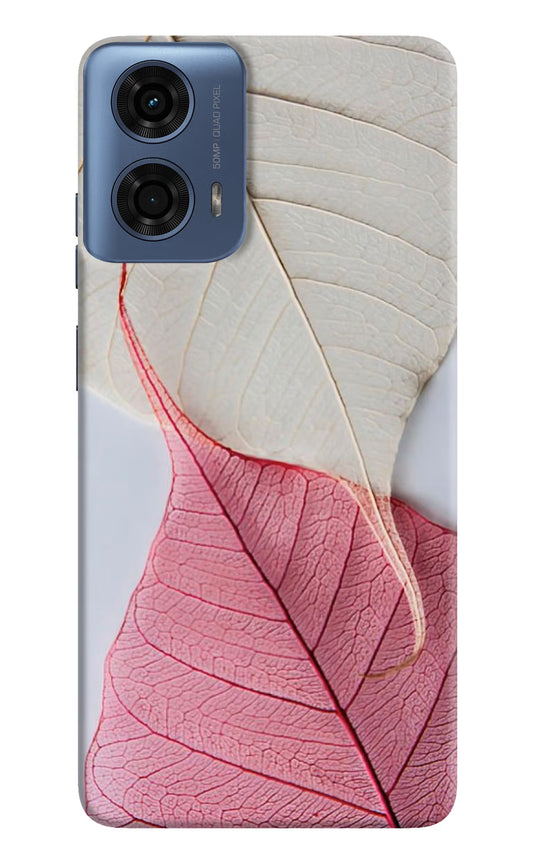 White Pink Leaf Moto G24 Power Hard Case Back Cover by Casekaro