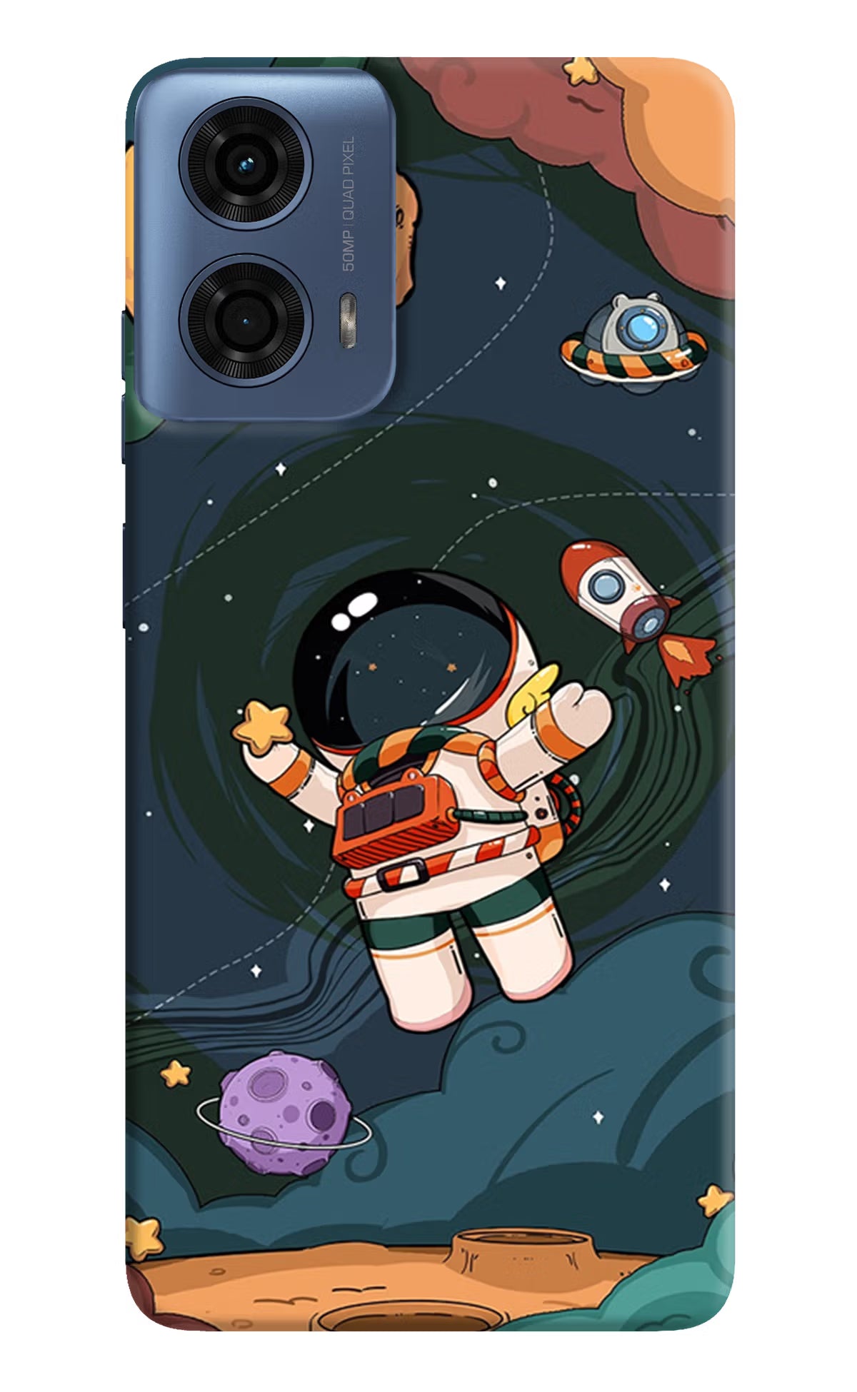 Cartoon Astronaut Moto G24 Power Hard Case Back Cover by Casekaro