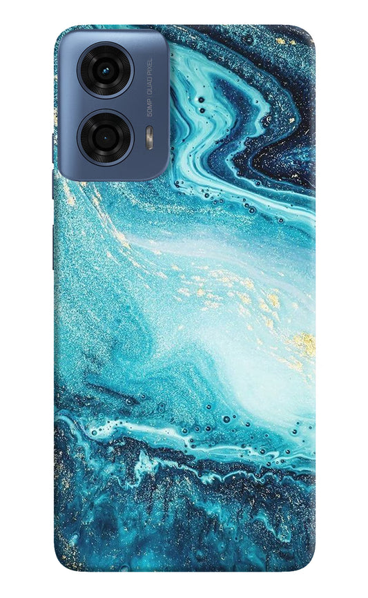 Blue Glitter Marble Moto G24 Power Hard Case Back Cover by Casekaro