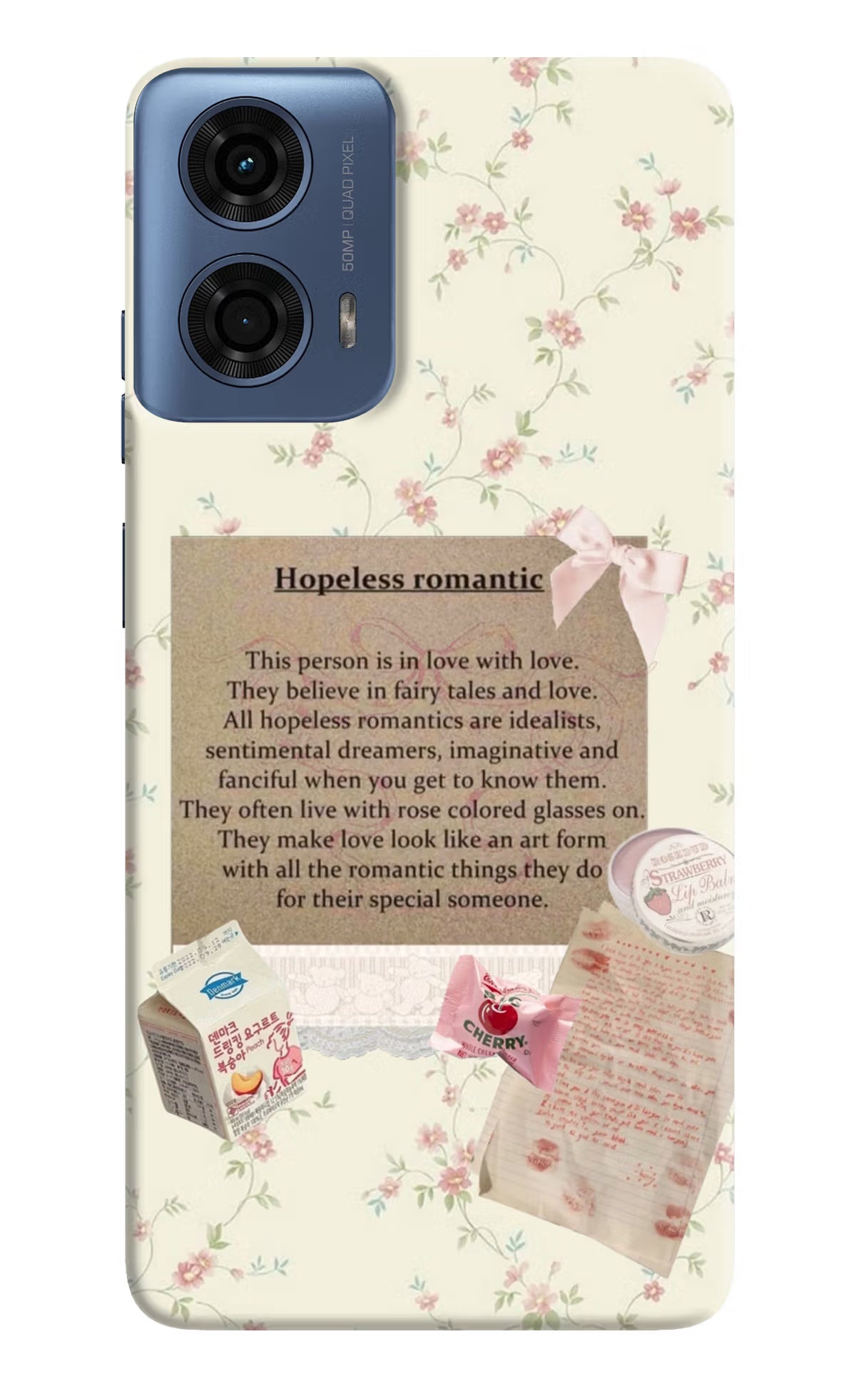 Hopeless Romantic Moto G24 Power Hard Case Back Cover by Casekaro