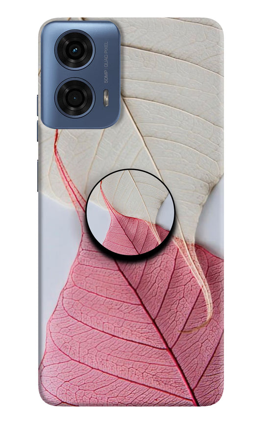 White Pink Leaf Moto G24 Power Pop Case by Casekaro