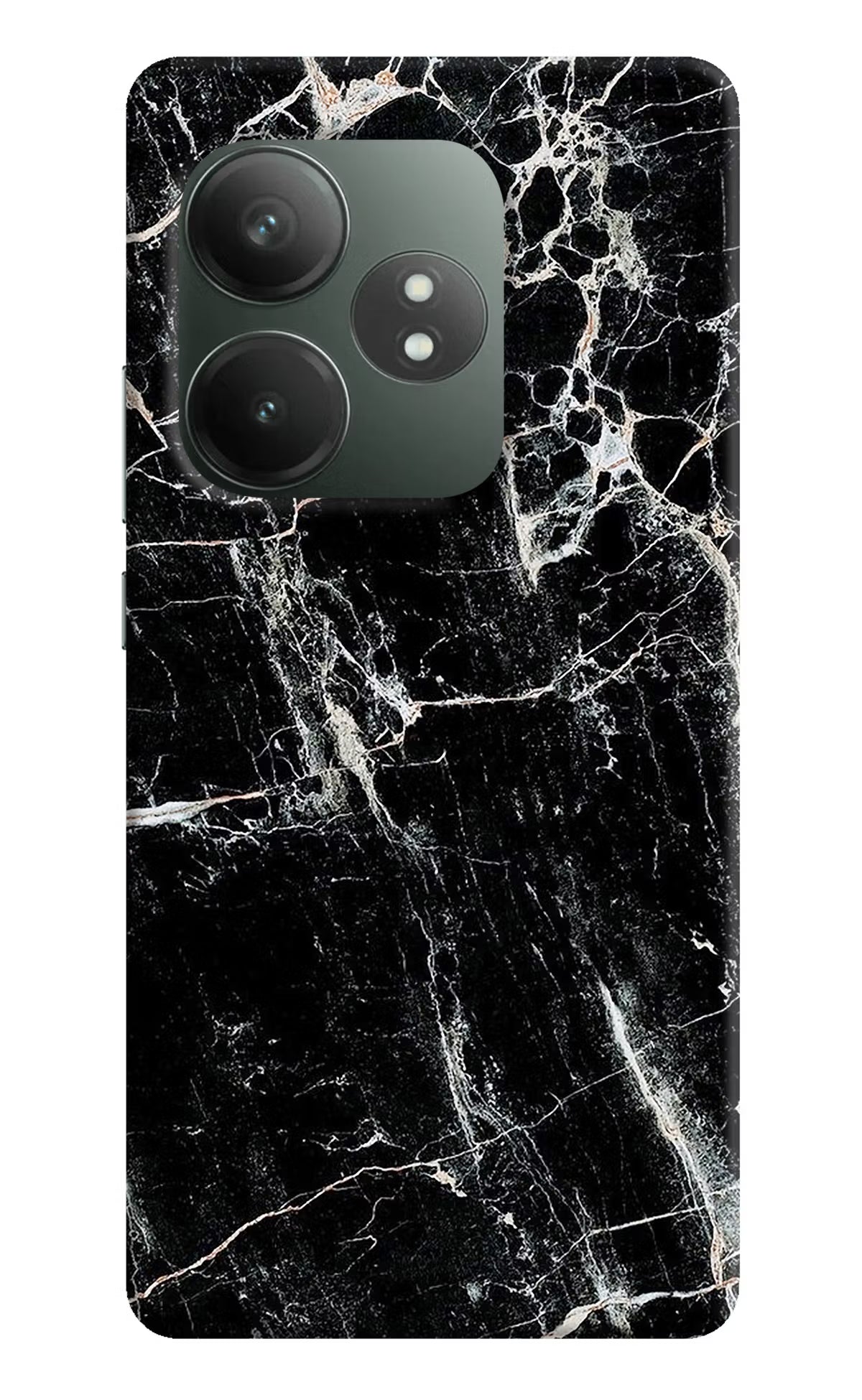 Black Marble Texture Realme GT 6T 5G Hard Case Back Cover by Casekaro