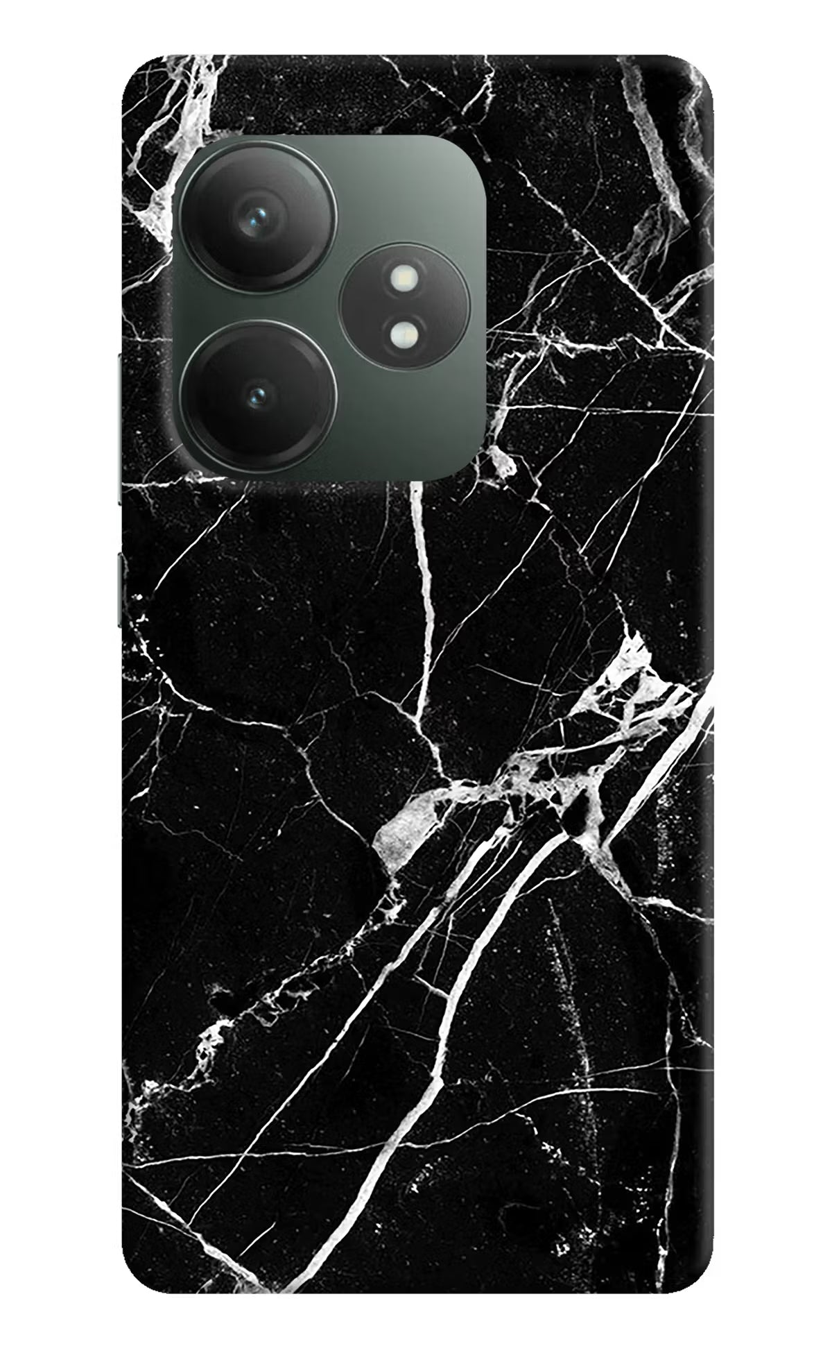 Black Marble Pattern Realme GT 6T 5G Hard Case Back Cover by Casekaro