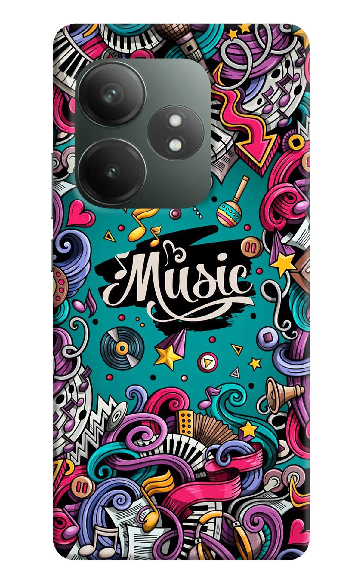 Music Graffiti Realme GT 6T 5G Hard Case Back Cover by Casekaro