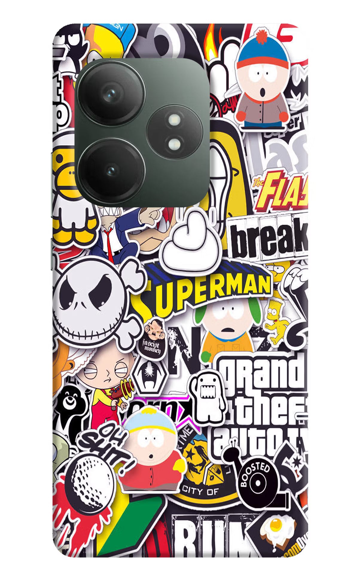Sticker Bomb Realme GT 6T 5G Hard Case Back Cover by Casekaro