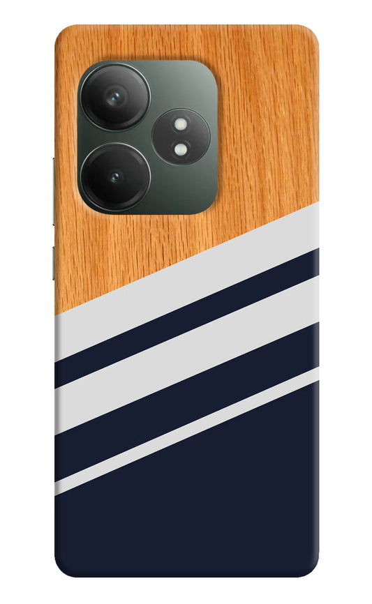 Blue and white wooden Realme GT 6T 5G Hard Case Back Cover by Casekaro