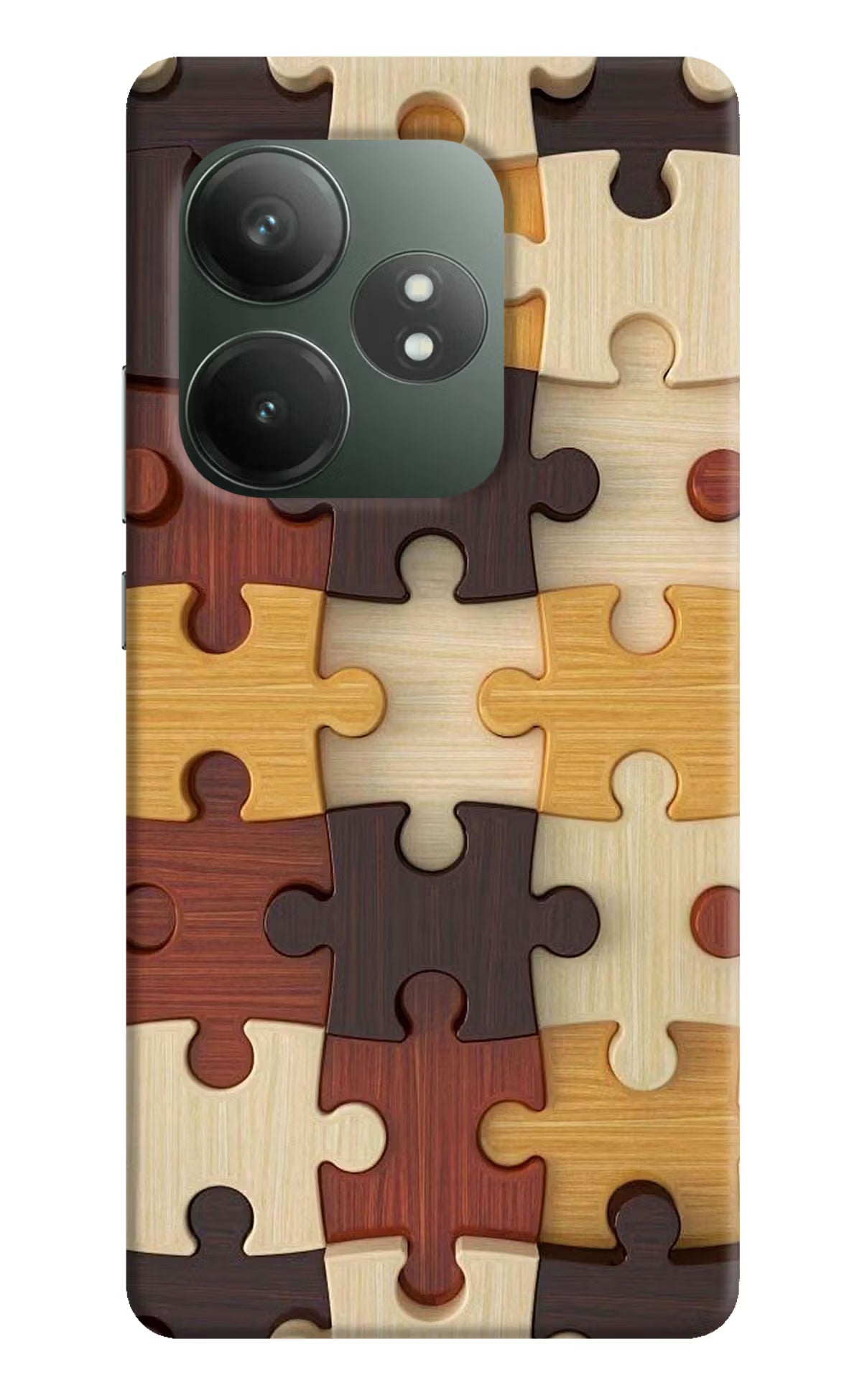 Wooden Puzzle Realme GT 6T 5G Hard Case Back Cover by Casekaro