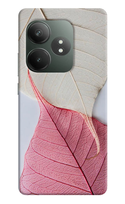 White Pink Leaf Realme GT 6T 5G Hard Case Back Cover by Casekaro