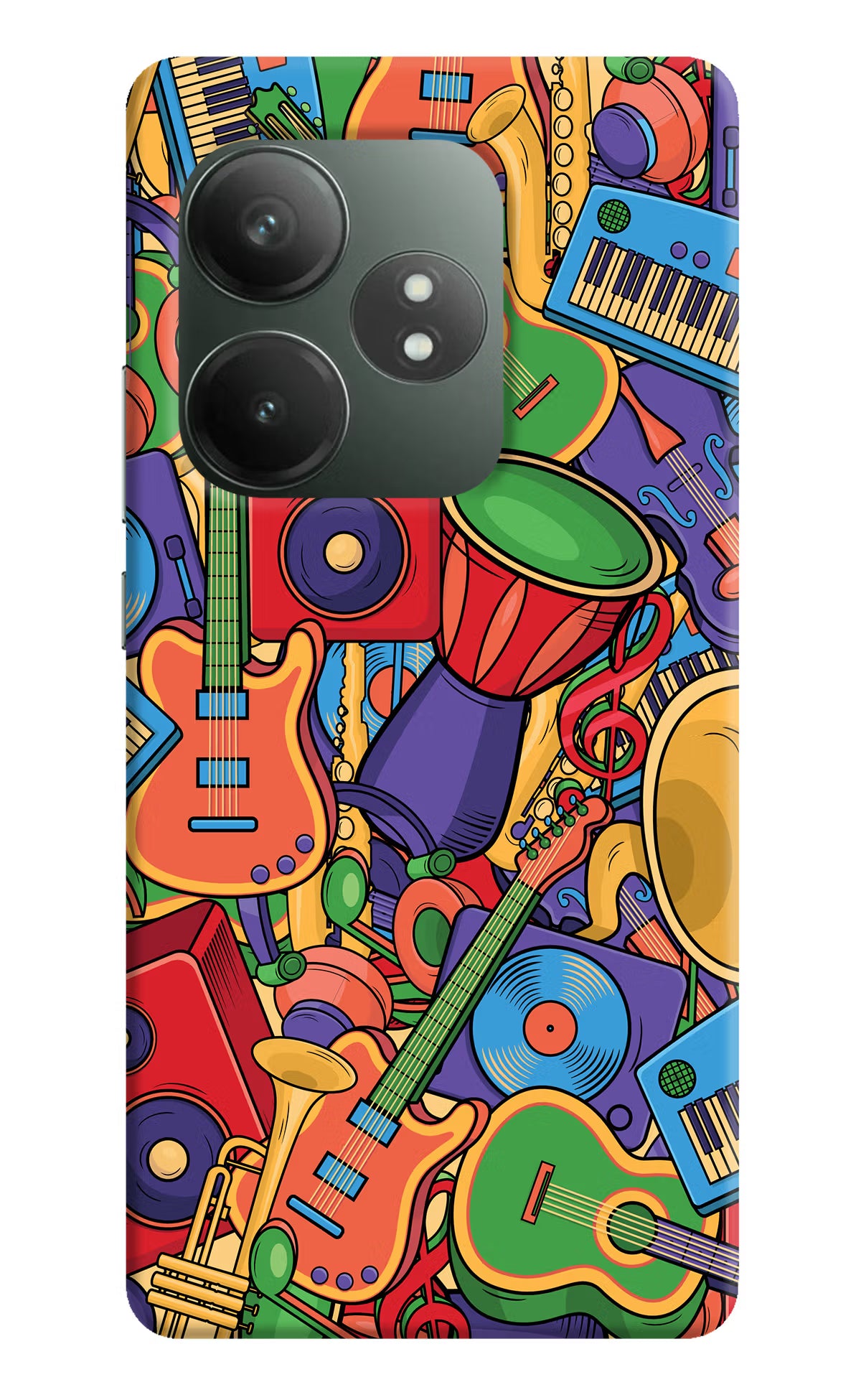 Music Instrument Doodle Realme GT 6T 5G Hard Case Back Cover by Casekaro