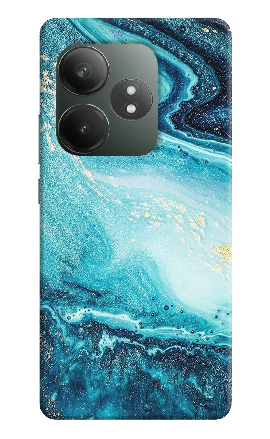 Blue Glitter Marble Realme GT 6T 5G Back Cover, Hard case