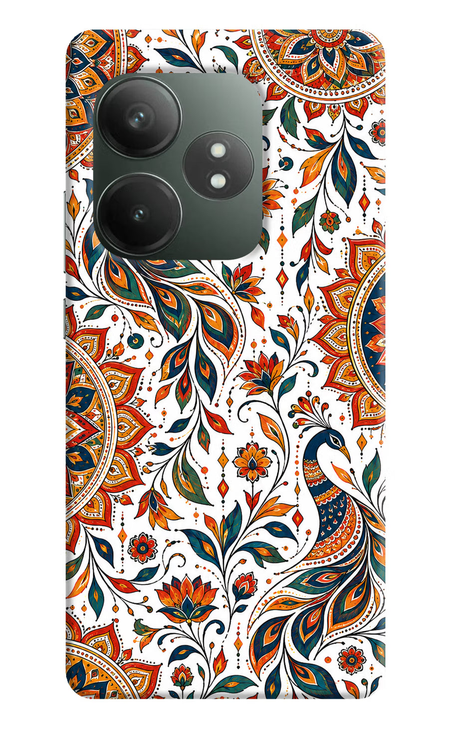 White Mayura Realme GT 6T 5G Back Cover, Hard case