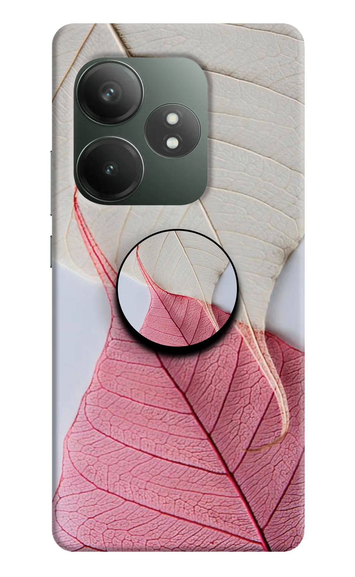 White Pink Leaf Realme GT 6T 5G Pop Case by Casekaro