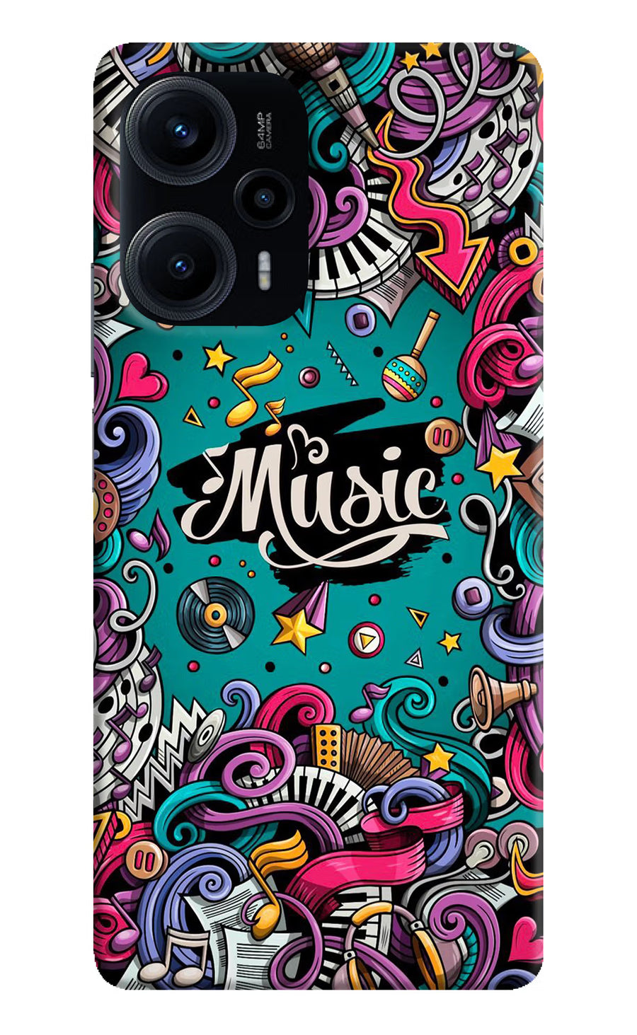 Music Graffiti Poco F5 5G Back Cover, Hard case