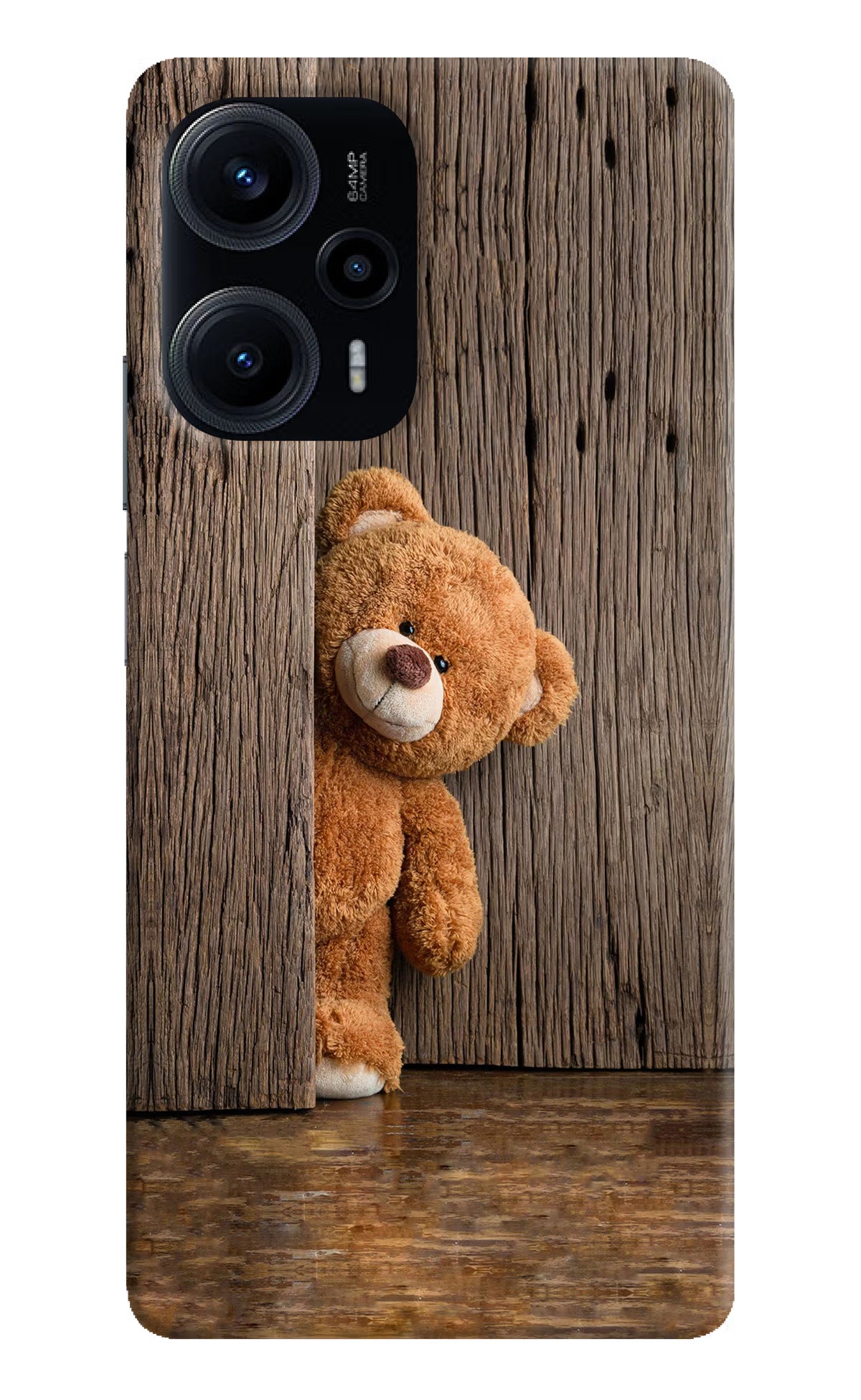 Teddy Wooden Poco F5 5G Hard Case Back Cover by Casekaro