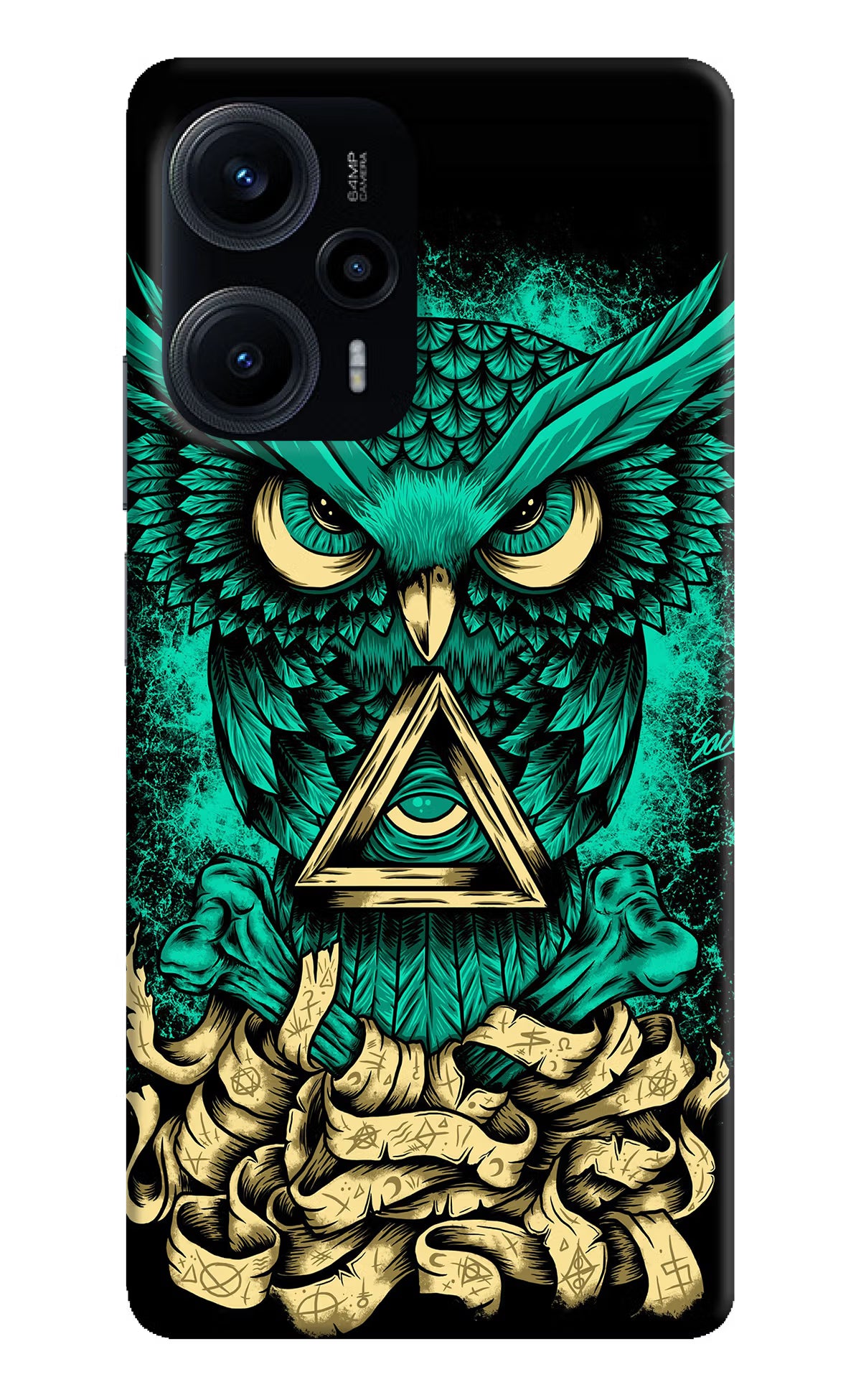 Green Owl Poco F5 5G Hard Case Back Cover by Casekaro