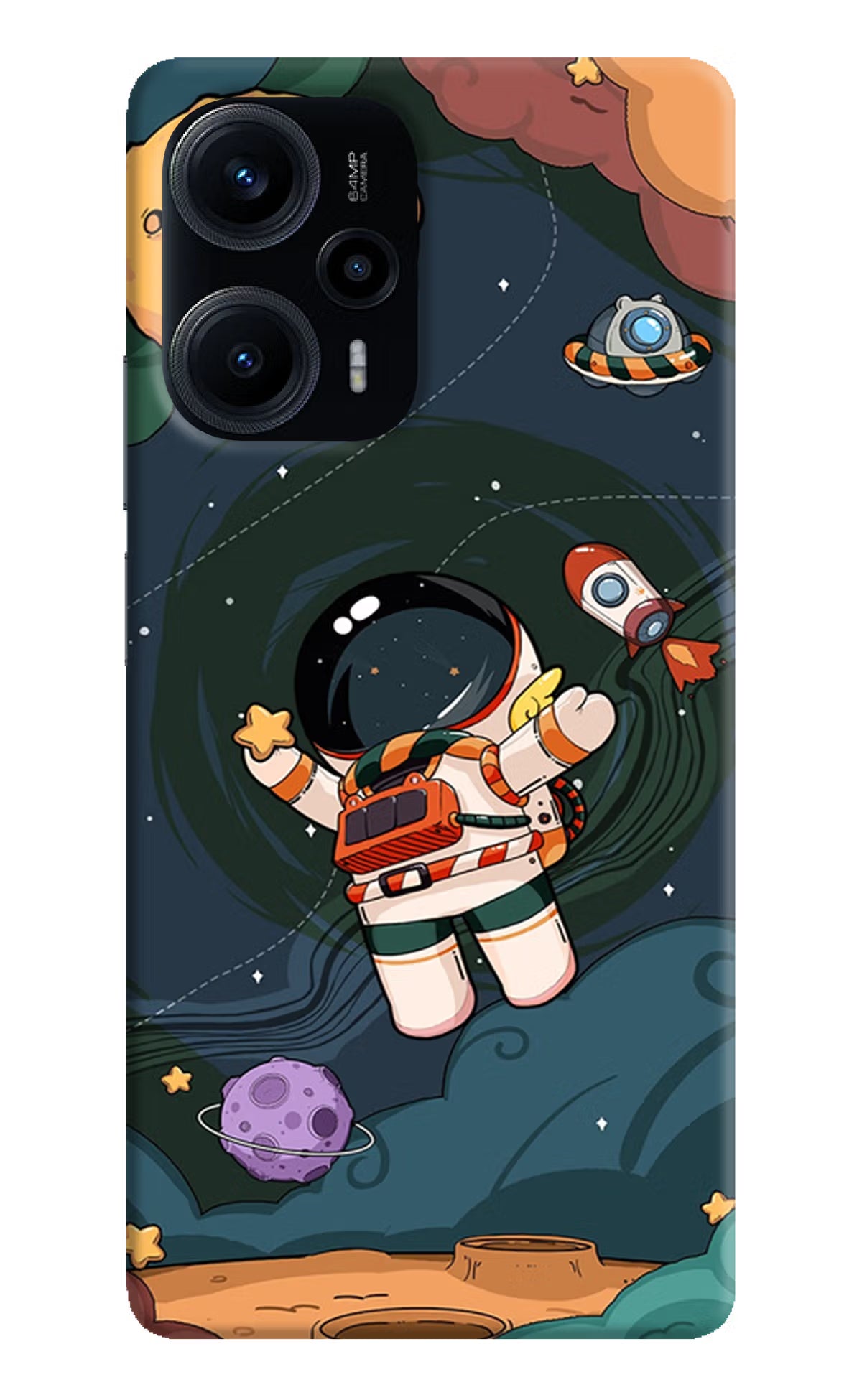 Cartoon Astronaut Poco F5 5G Hard Case Back Cover by Casekaro