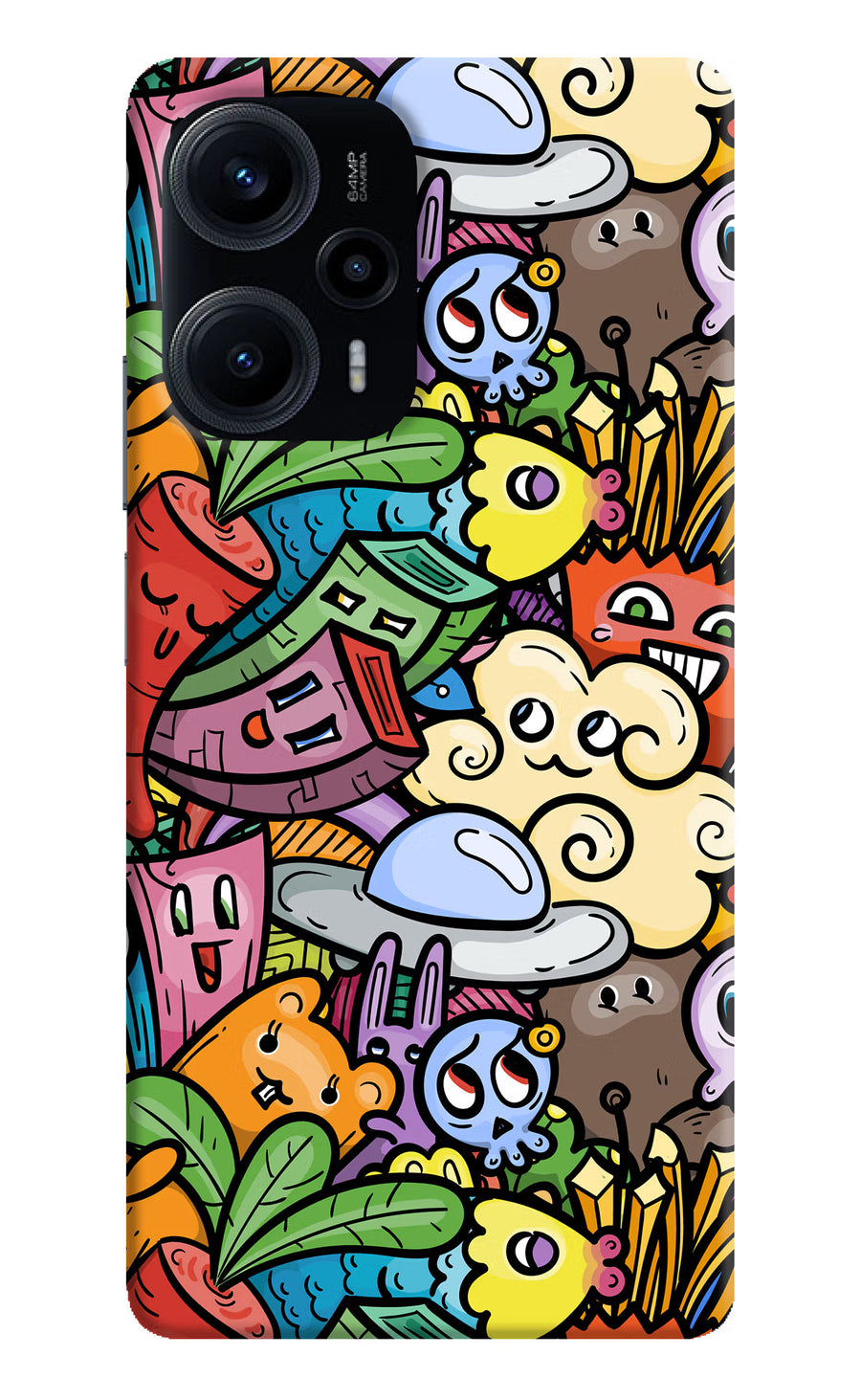 Veggie Doodle Poco F5 5G Back Cover, Hard case