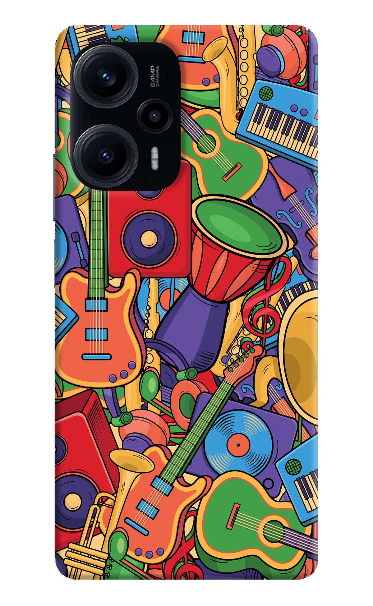 Music Instrument Doodle Poco F5 5G Hard Case Back Cover by Casekaro