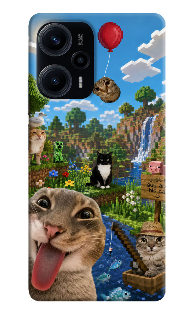 Minecraft Cat Chaos Poco F5 5G Hard Case Back Cover by Casekaro