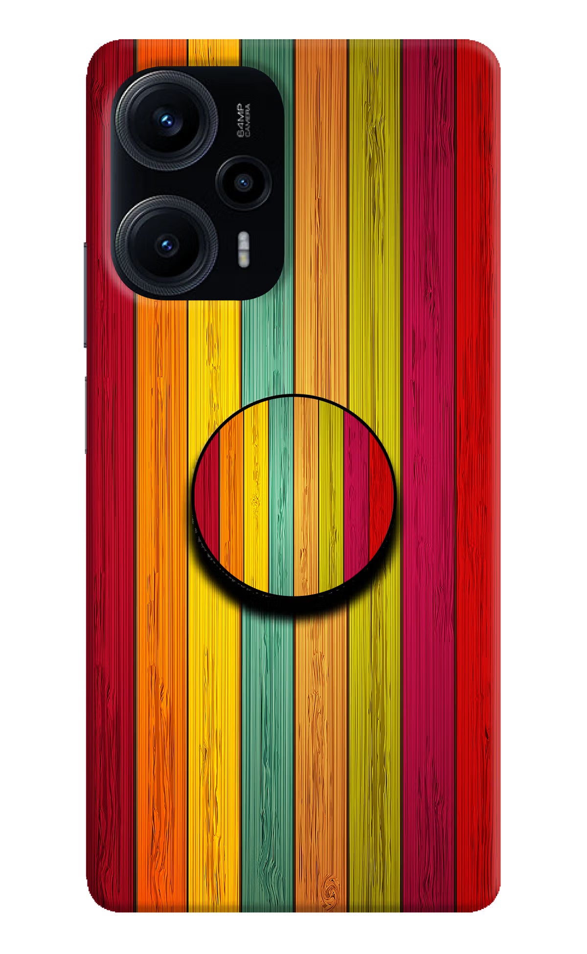 Multicolor Wooden Poco F5 5G Pop Case by Casekaro