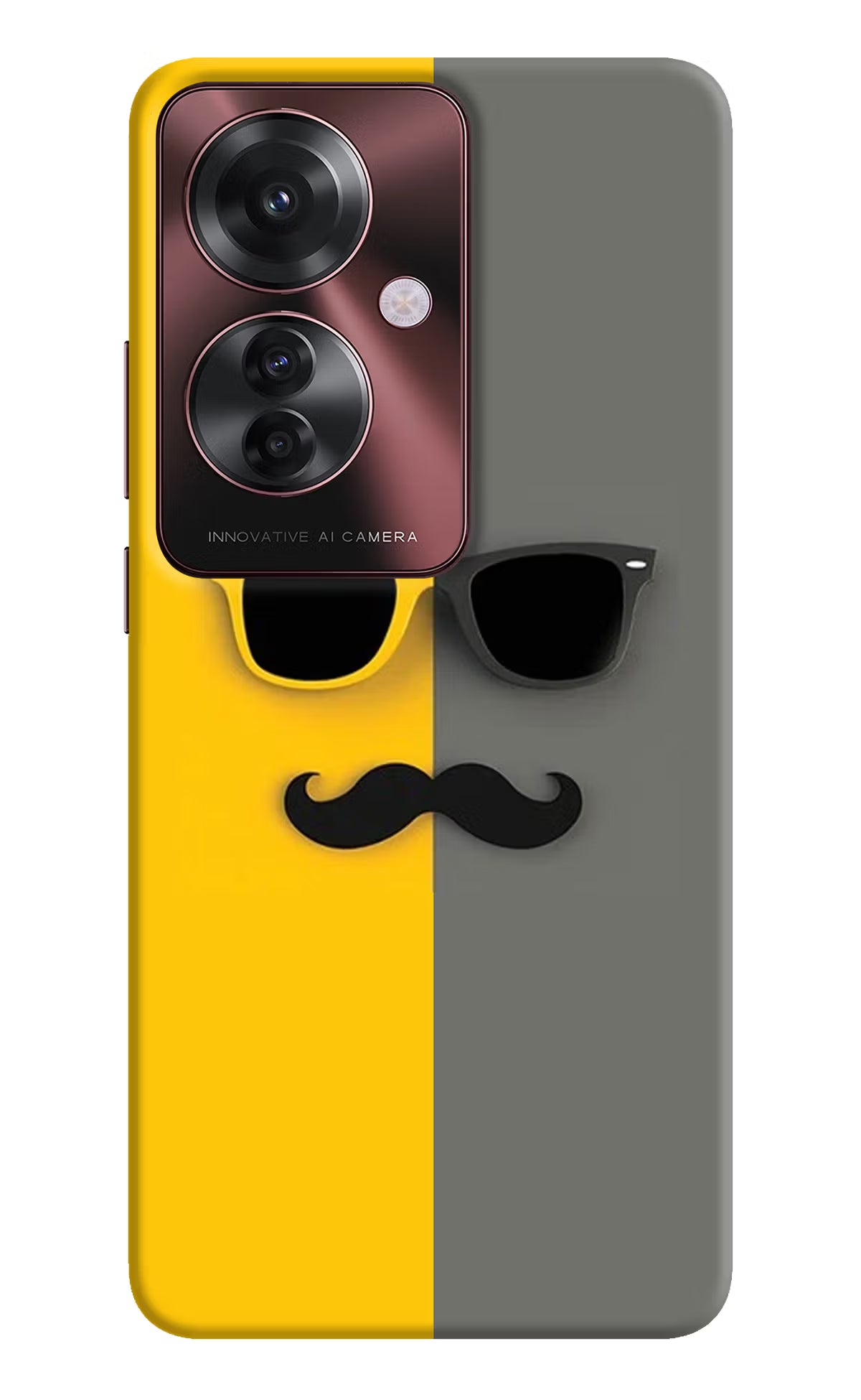 Sunglasses with Mustache Oppo F25 Pro 5G Hard Case Back Cover by Casekaro