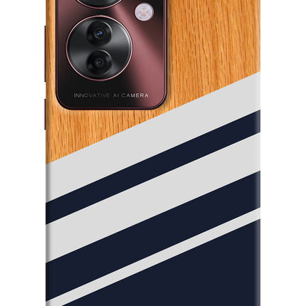 Blue and white wooden Oppo F25 Pro 5G Hard Case Back Cover by Casekaro