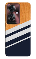 Blue and white wooden Oppo F25 Pro 5G Hard Case Back Cover by Casekaro