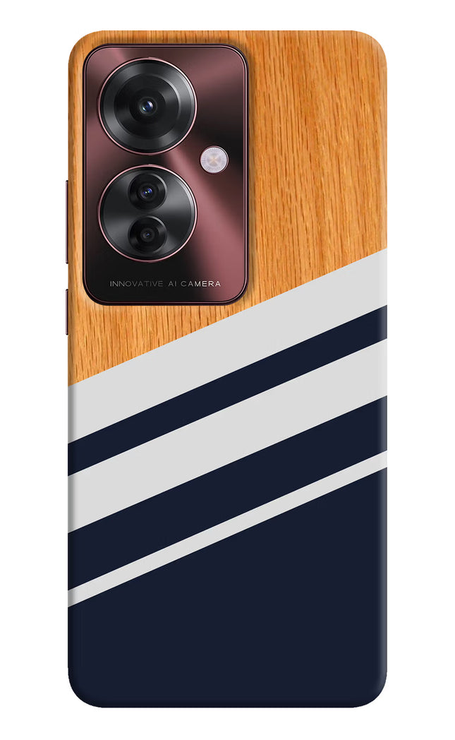 Blue and white wooden Oppo F25 Pro 5G Hard Case Back Cover by Casekaro