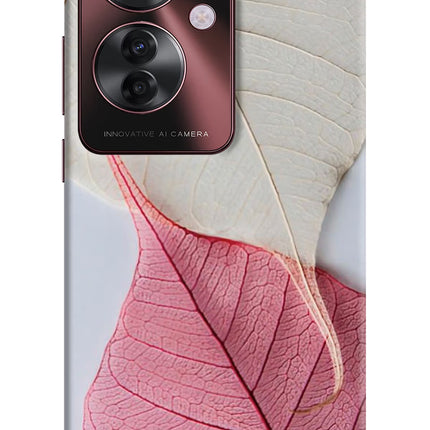 White Pink Leaf Oppo F25 Pro 5G Hard Case Back Cover by Casekaro