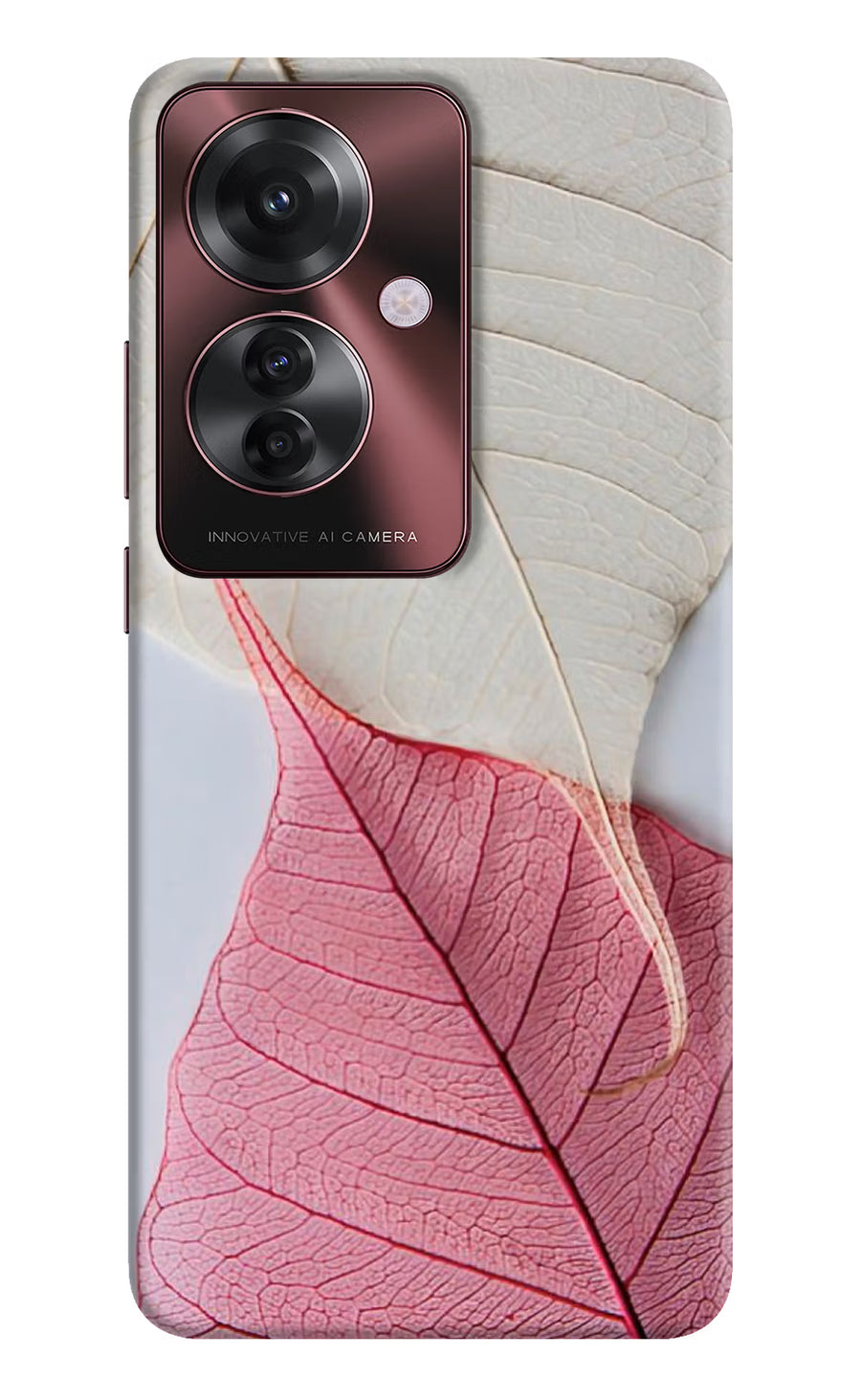 White Pink Leaf Oppo F25 Pro 5G Back Cover, Hard case