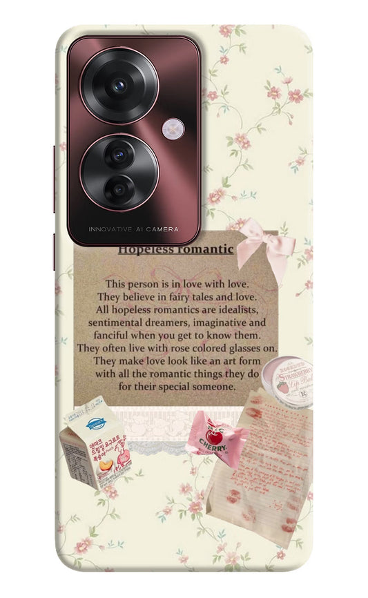 Hopeless Romantic Oppo F25 Pro 5G Hard Case Back Cover by Casekaro