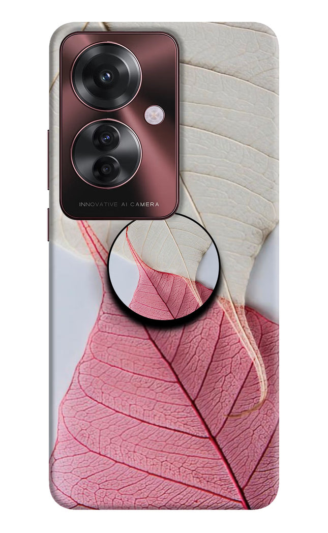 White Pink Leaf Oppo F25 Pro 5G Pop Case by Casekaro