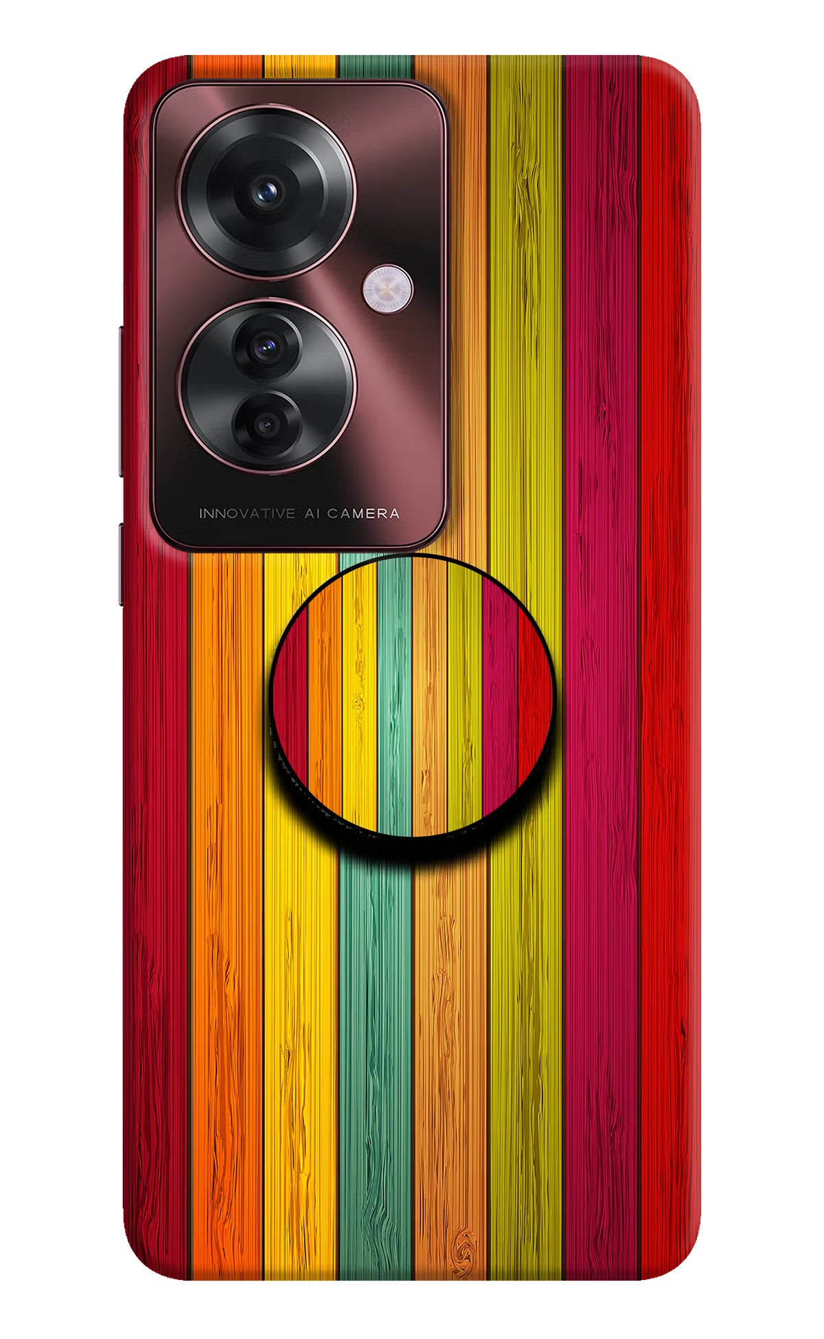 Multicolor Wooden Oppo F25 Pro 5G Pop Case by Casekaro