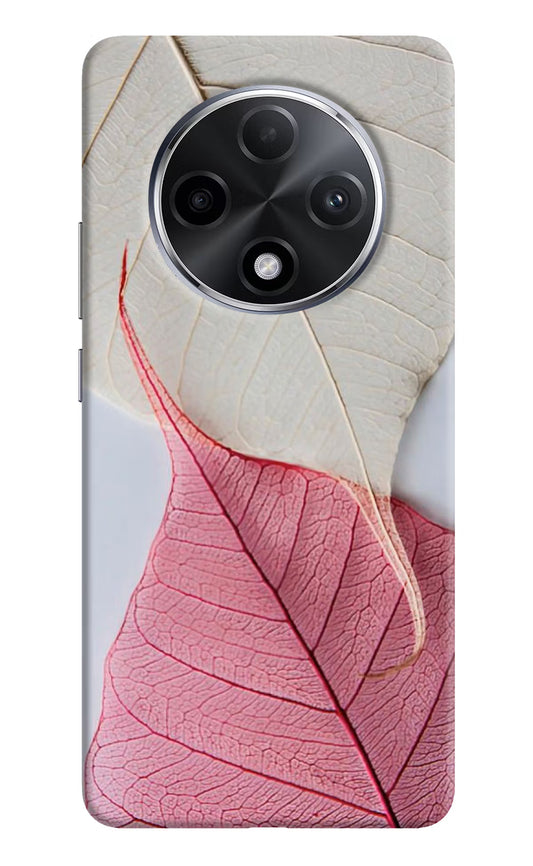 White Pink Leaf Oppo F27 Pro Plus Hard Case Back Cover by Casekaro