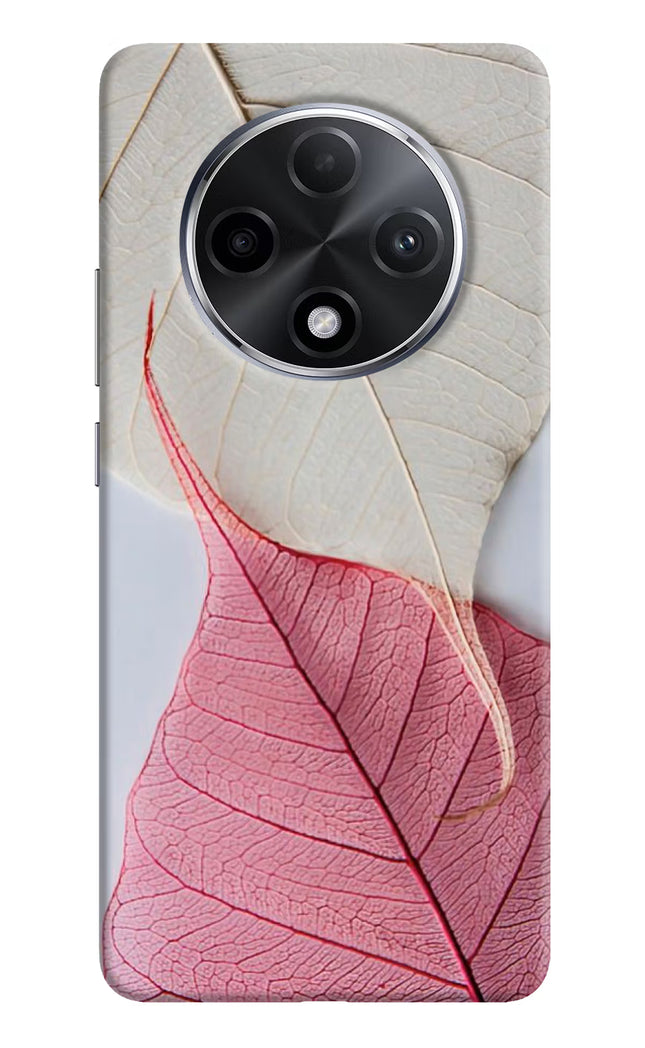 White Pink Leaf Oppo F27 Pro Plus Hard Case Back Cover by Casekaro