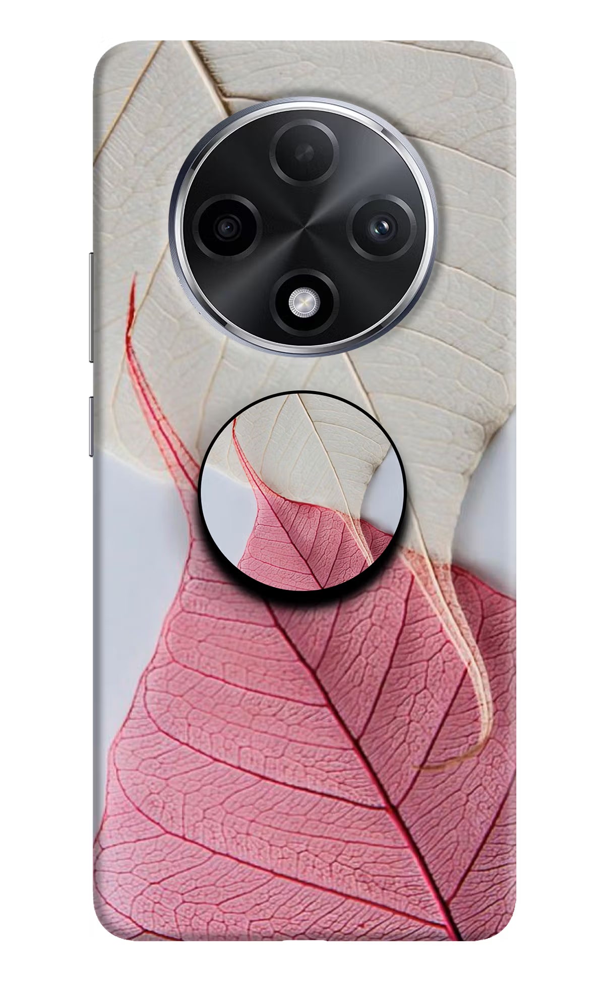 White Pink Leaf Oppo F27 Pro Plus Pop Case by Casekaro