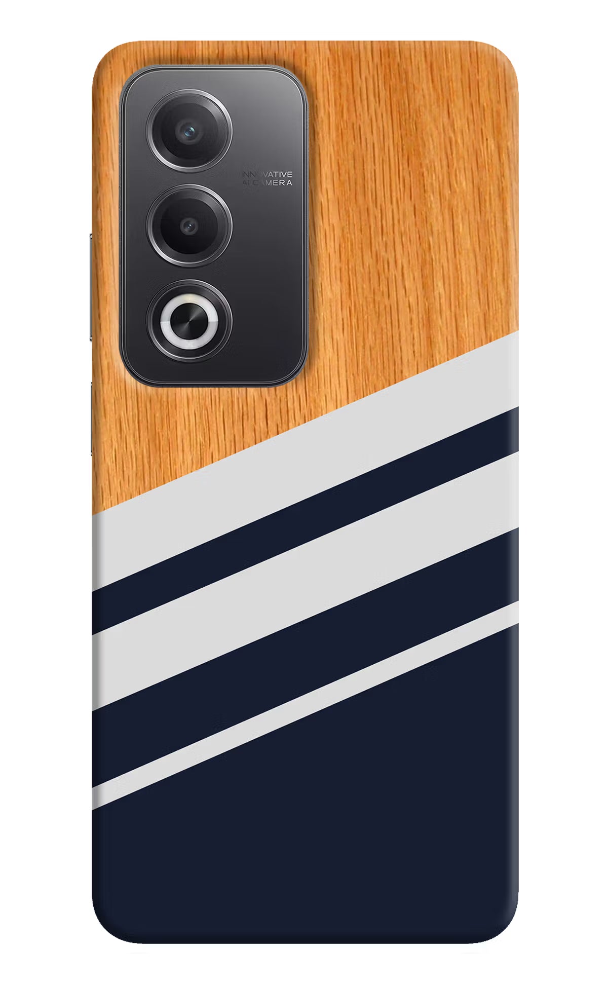 Blue and white wooden Oppo A3 Pro 5G Hard Case Back Cover by Casekaro