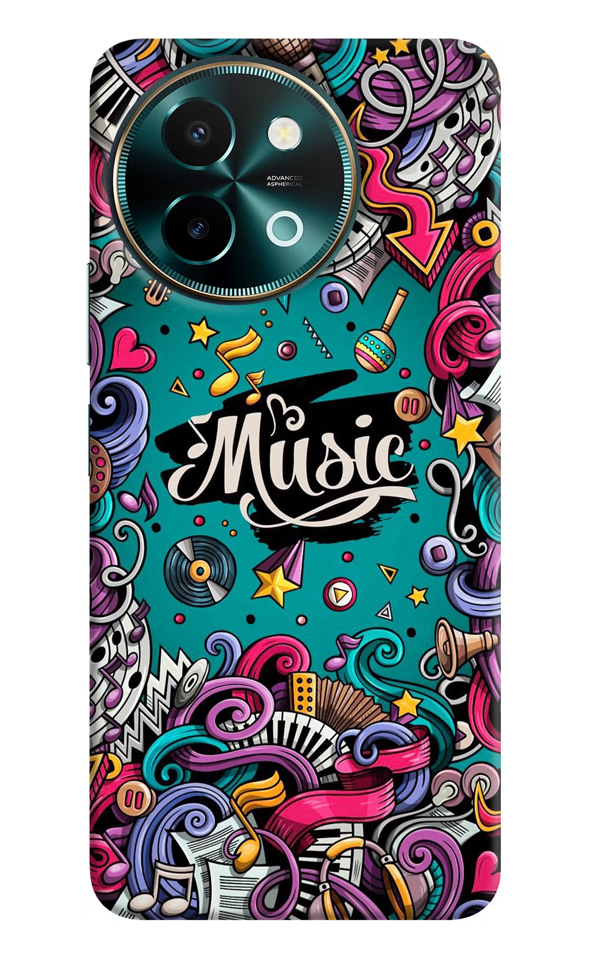 Music Graffiti Vivo Y58 5G Hard Case Back Cover by Casekaro