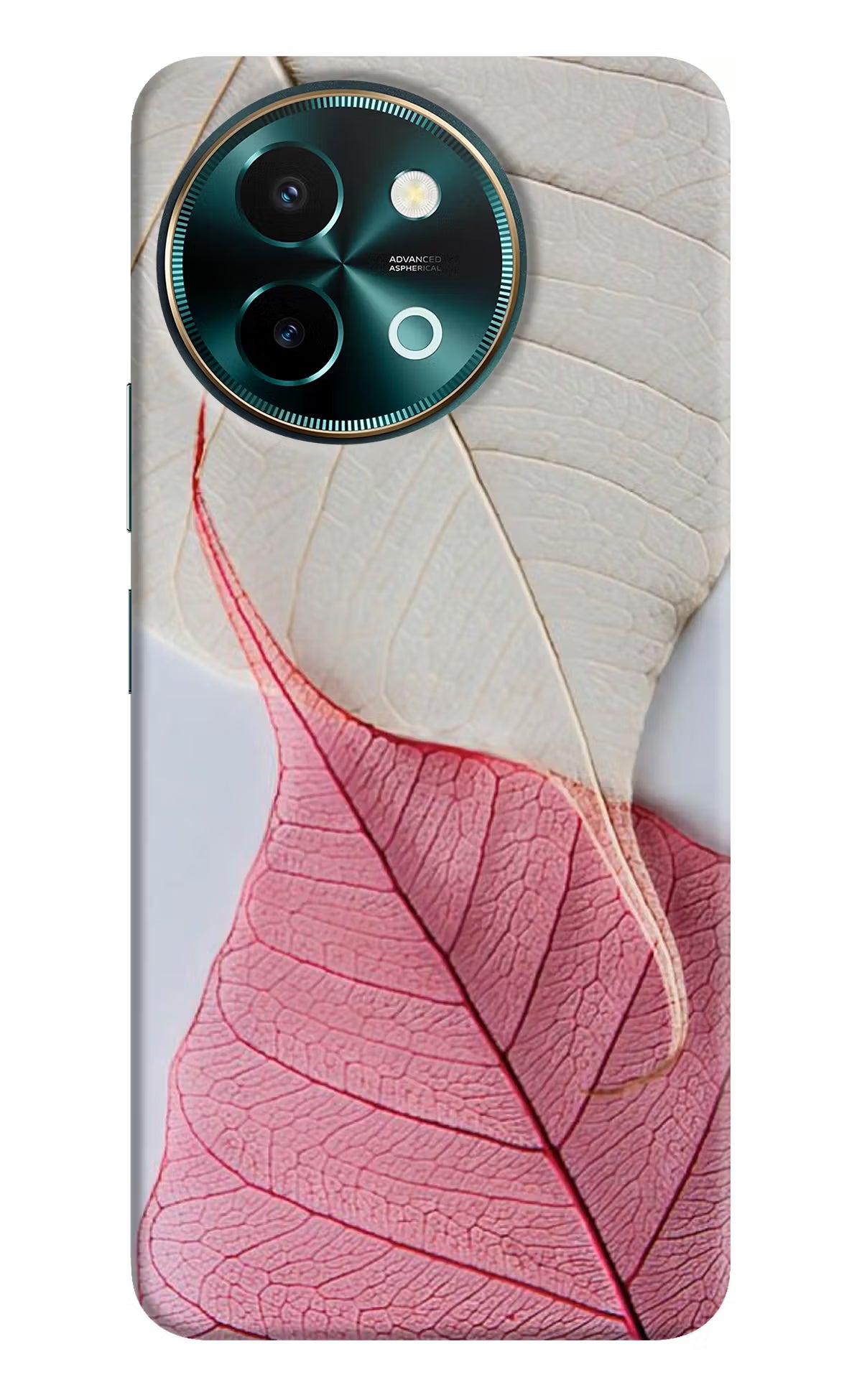 White Pink Leaf Vivo Y58 5G Hard Case Back Cover by Casekaro