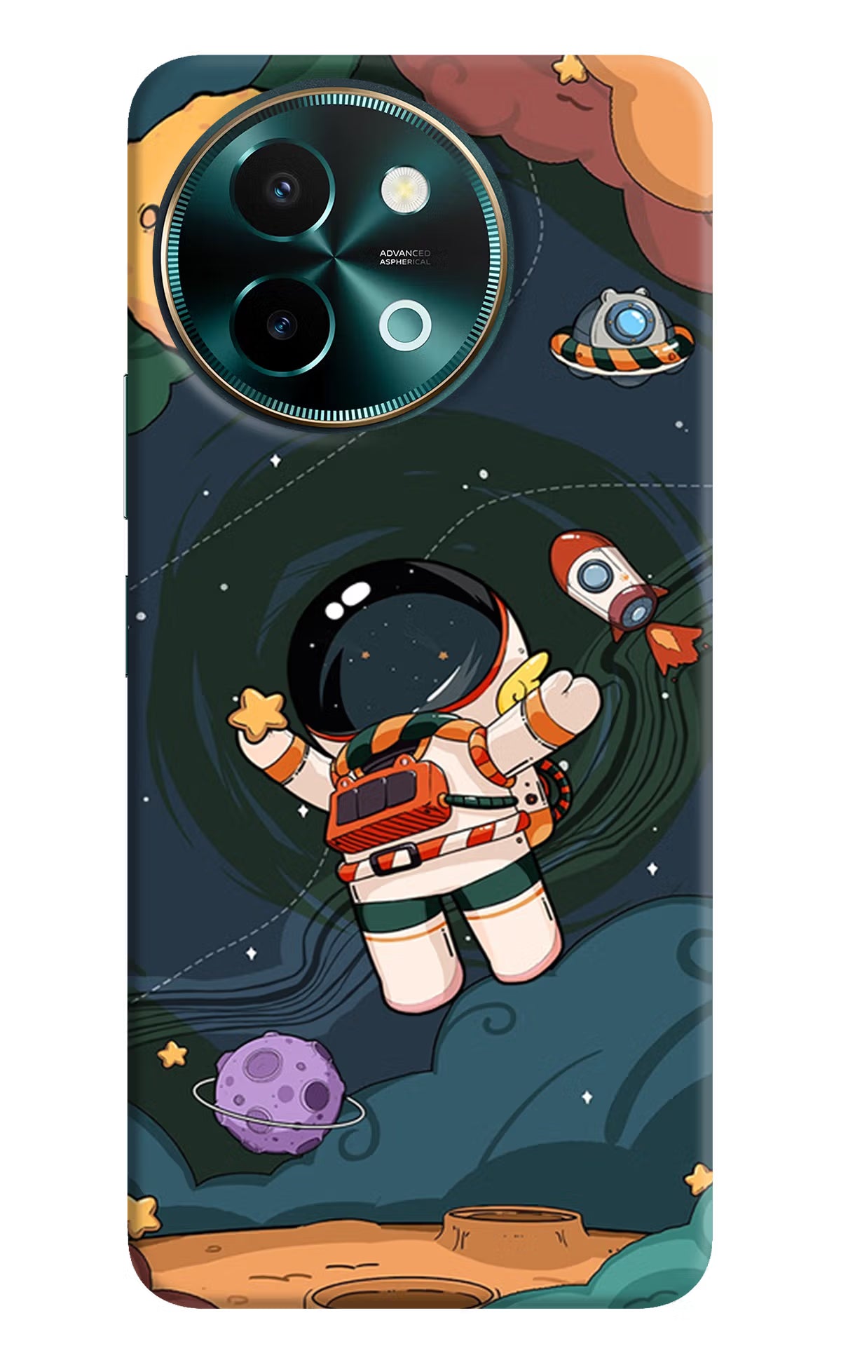 Cartoon Astronaut Vivo Y58 5G Hard Case Back Cover by Casekaro