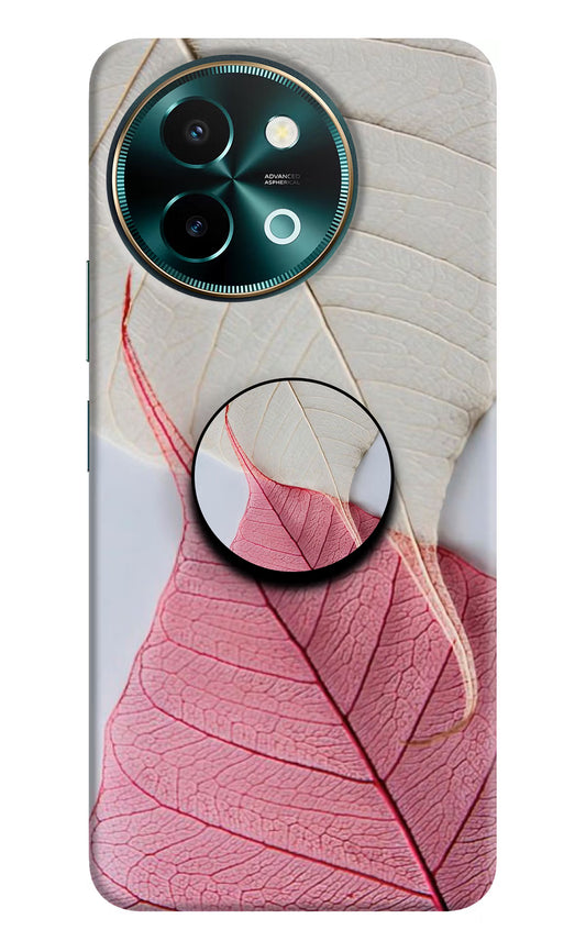 White Pink Leaf Vivo Y58 5G Pop Case by Casekaro
