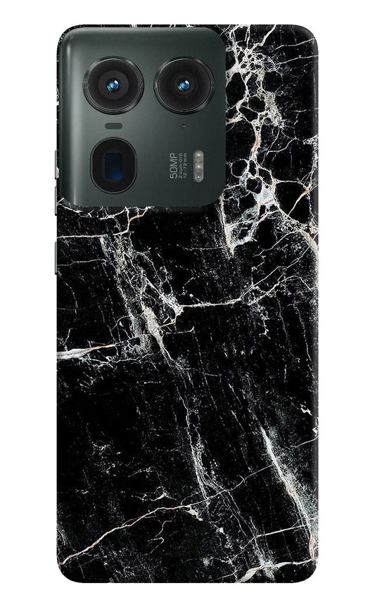 Black Marble Texture Moto Edge 50 Ultra 5G Hard Case Back Cover by Casekaro