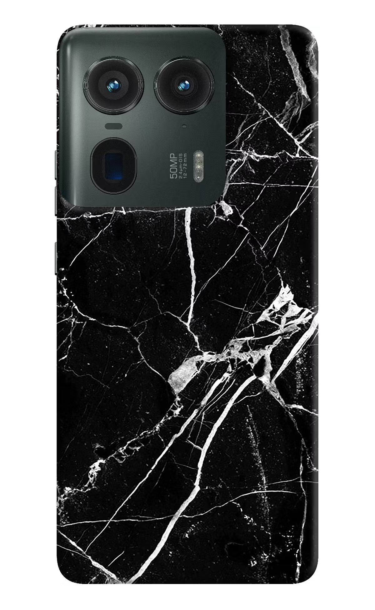Black Marble Pattern Moto Edge 50 Ultra 5G Hard Case Back Cover by Casekaro