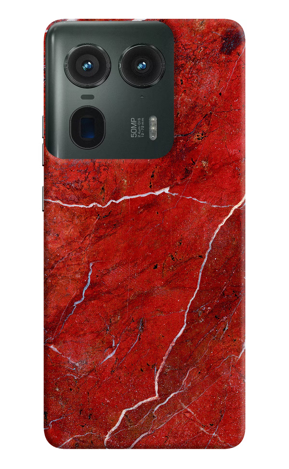 Red Marble Design Moto Edge 50 Ultra 5G Hard Case Back Cover by Casekaro